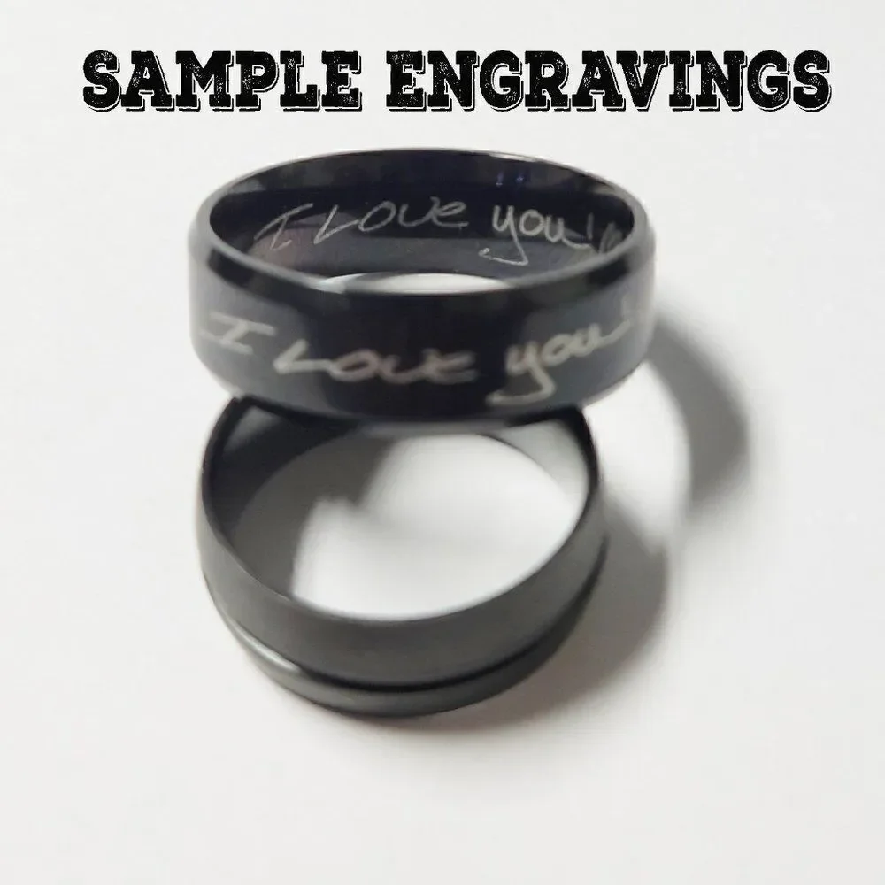 Personalized Engraved Men's Abalone Tungsten Wedding Ring or Promise ring